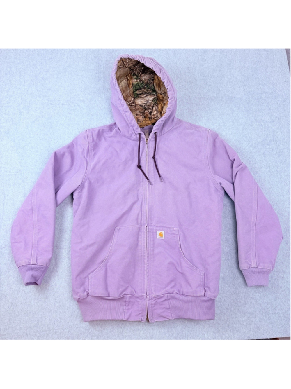 Vtg Carhartt Active Jacket Womens M Canvas Dark Plum Realtree Lined Hooded